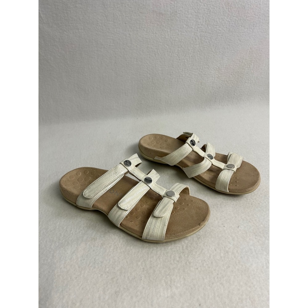 Comfort Orthopedic Vionic Womens 8 Cream Amber Slide Sandals